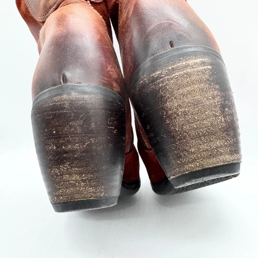 FLY LONDON Hota Suede Heeled Ankle Boots In Oilsu/Rug Brick Sz 40 Hippie Comfort